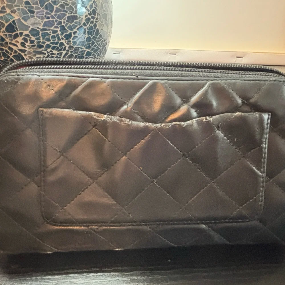 Authentic Chanel Cambon Ligne Quilted Organizer Wallet – Black/Fuchsia